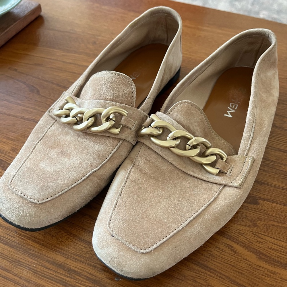 Ethem Riva Loafer in Beige Tan with gold chain detail size 39